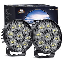 4 Inch 27W 3370LM Round Flood Built-in EMC LED Work Lights (Pair)
