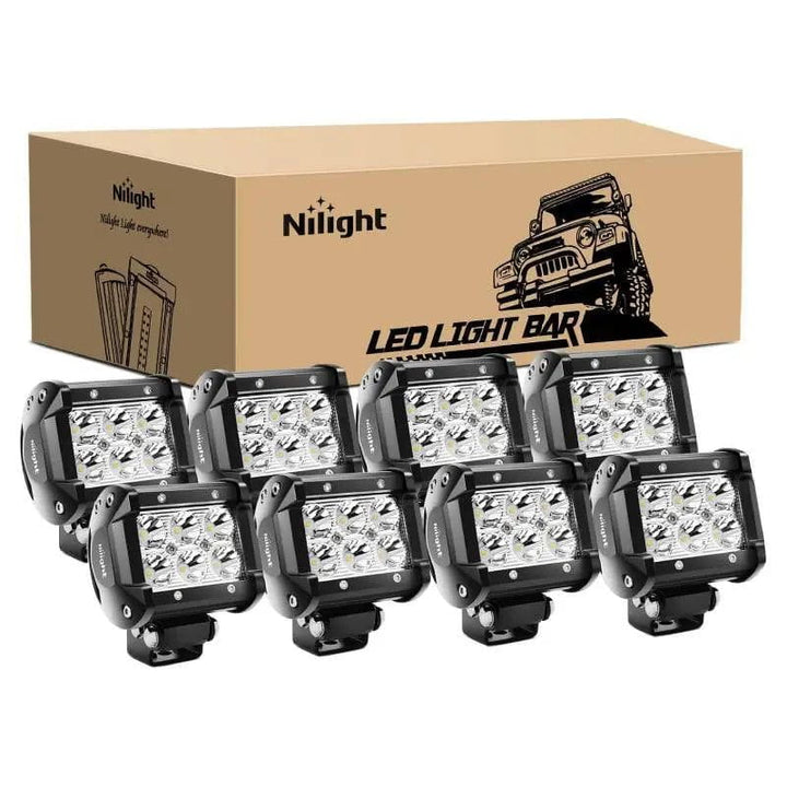 Nilight LED Light Bar 2pcs 5inch 72w 10800lumens Yellow Flood