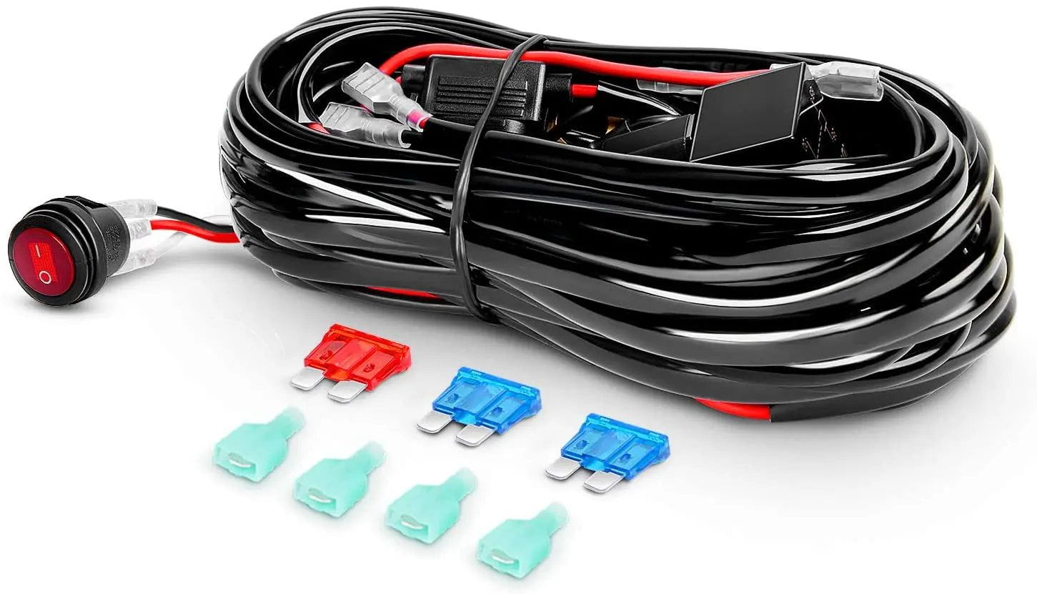 Light Bar Wiring Kit 4" 18W Double Row Flood LED Pods (Pair) | 16AWG Wire 3Pin Switch