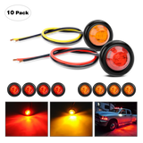 Trailer Light 3/4” Amber Red Round LED Marker Lights (10 Pcs)