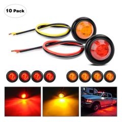 3/4 inch Amber Red Round LED Marker Lights (10 Pcs)