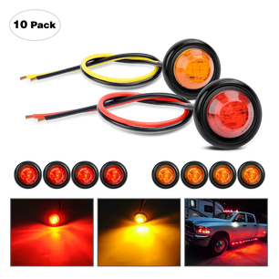 Trailer Light 3/4” Amber Red Round LED Marker Lights (10 Pcs)