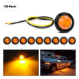Trailer Light 3/4” Amber Round LED Marker Lights (10 Pcs)