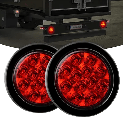 Trailer Light 4" Red Round 12Leds Tail Light (Pair)