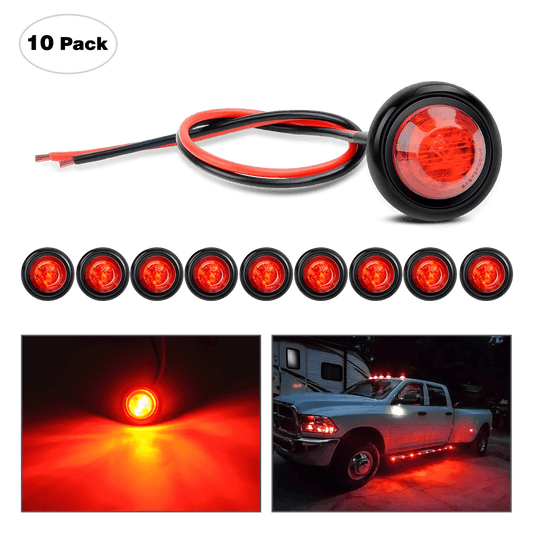 Trailer Light 3/4” Red Round LED Marker Lights (10 Pcs)