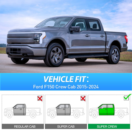 Nilight Tape-On Rain Guards for Ford F150 Crew Cab 2015 2016 2017 2018 2019 2020 2021 2022 2023 2024, Window Visors Vent Wind Deflectors-4PCS
