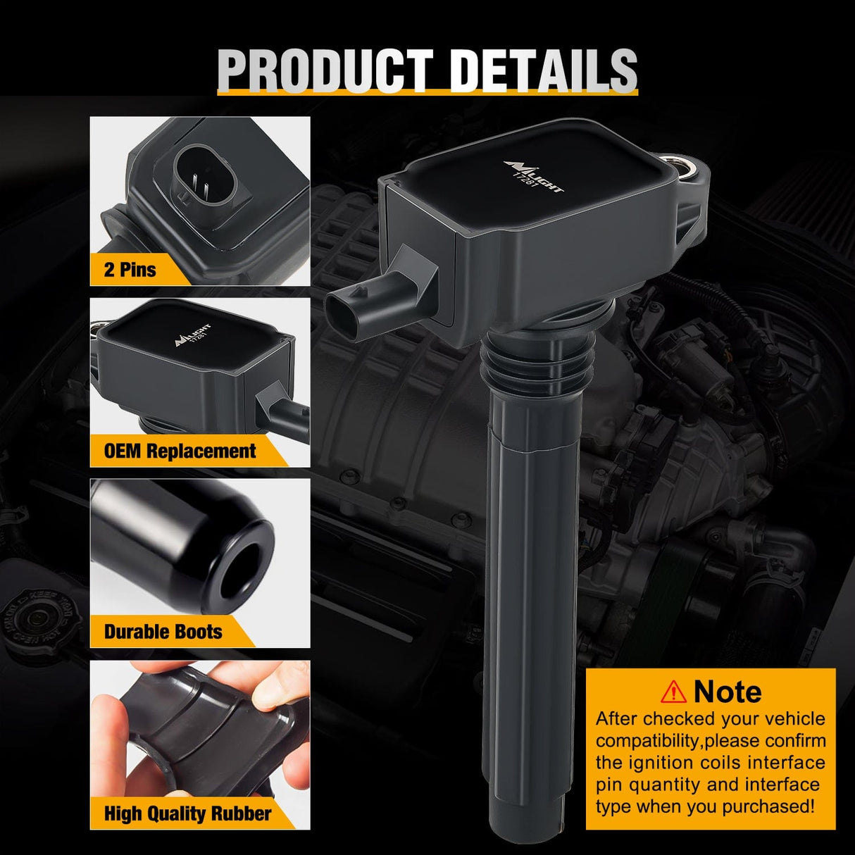 ignition coil pack 6pcs Ignition Coil Pack UF648 Fit for Jeep Dodge Chrysler 2011 2012 2013 2014 2015 2016 Grand Cherokee Wrangler Town&Country Avenge Challenger Charger Durango RAM1500 V6 3.6L