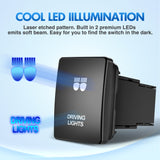 Driving Lights Push Button Switch 12V ON Off Switches with Connector Wire Kit 1.28Inch x 0.87Inch Replacement for Toyota Sequoia Highlander Tacoma Tundra 4Runner RAVR Yaris