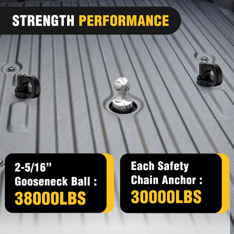 Nilight Puck System Gooseneck Hitch Kit (60692) for 2016-2025 Chevy Silverado & GMC Sierra & Nissan Titan XD, 2013-2025 Ford F250 F350 F450, 2-5/16Inch Ball and Chain Anchor w/Storage Box