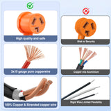 EV Dryer Y Splitter Adapter Cord 30 Amp Male Plug to Two 30Amp Female Receptacle 3 Prong 125V/250V 7500 Watt Pure Copper Conversion Heavy Duty STW 10 AWG Cable 10-30P 10-30R 30M/30F