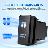 Driving Lights Push Button Switch 12V ON Off Switches with Connector Wire Kit 1.54Inch x 0.83Inch Replacement for Toyota FJ Cruiser Fortuner Ta coma Highlander Tundra 4Runner Prado Land Cruiser