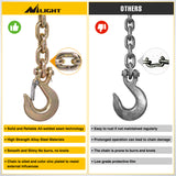 Nilight 3/8Inch X 35Inch Trailer Safety Chain 2pcs Grade 70 Towing Chain with Clevis Snap Hooks 26400lbs Break Strength use for Trailer, RV,and Boat Towing and Gooseneck Couplers