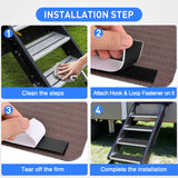 Nilight RV Step Covers 4 Pack 24 x 7.5 inches, Non Slip Camper Steps RV Step Rug with Hook & Loop Works on Electrical & Manual RV Stairs Carpet Rug for Mobile Home Camper Trailers Steps Outside, Gray