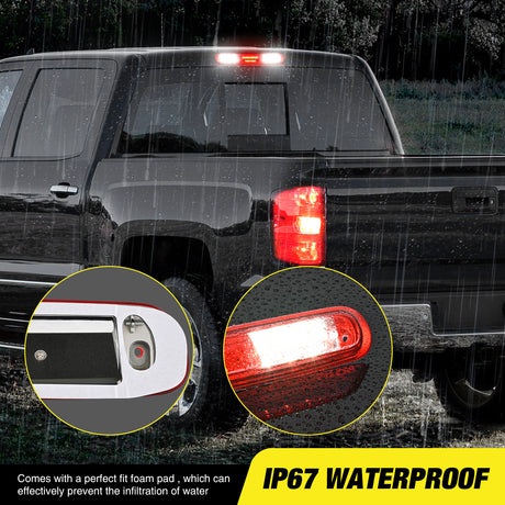 Third Brake Light Third Brake Light High Mount 3rd Brake Stop Reverse Cargo LED Lights Red Shell Compatible with Chevy Silverado GMC Sierra 1500 2500 3500HD 2007 2008 2009 2010 2011 2012 2013 Pickup Truck