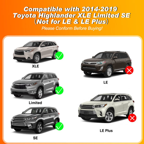 Roof Rack Cross Bars Compatible with 2014-2019 Toyota Highlander XLE Limited SE Nilight