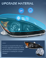 Headlight Assembly for 2002 2003 2004 Toyota Camry LE/XLE Headlamps Replacement Black Housing Amber Reflector Clear Lens Driver and Passenger Side