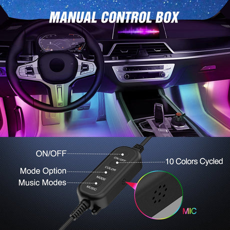Nilight 72 LED Interior Car Strip Lights RGB-IC Dream Color 12V DC with App RF Remote Control Multicolor Under Car Dash Lighting 2 Lines Design Music Sync Mode for Cars Truck ATV UTV