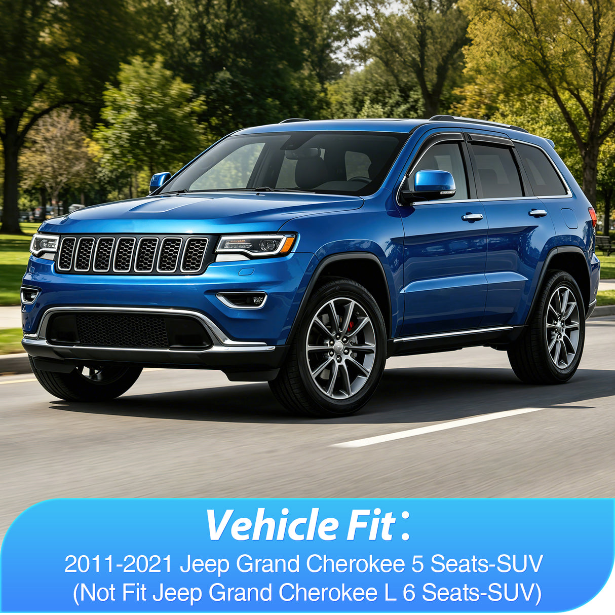 Rain Guards Rain Guards for Jeep Grand Cherokee 2011-2021 5 Seats-SUV, Not for Jeep Grand Cherokee L 6 Seats-SUV, Outside Mount Window Visors, Smoke Tinted Deflectors for Rain & Ventilation, 4PCS