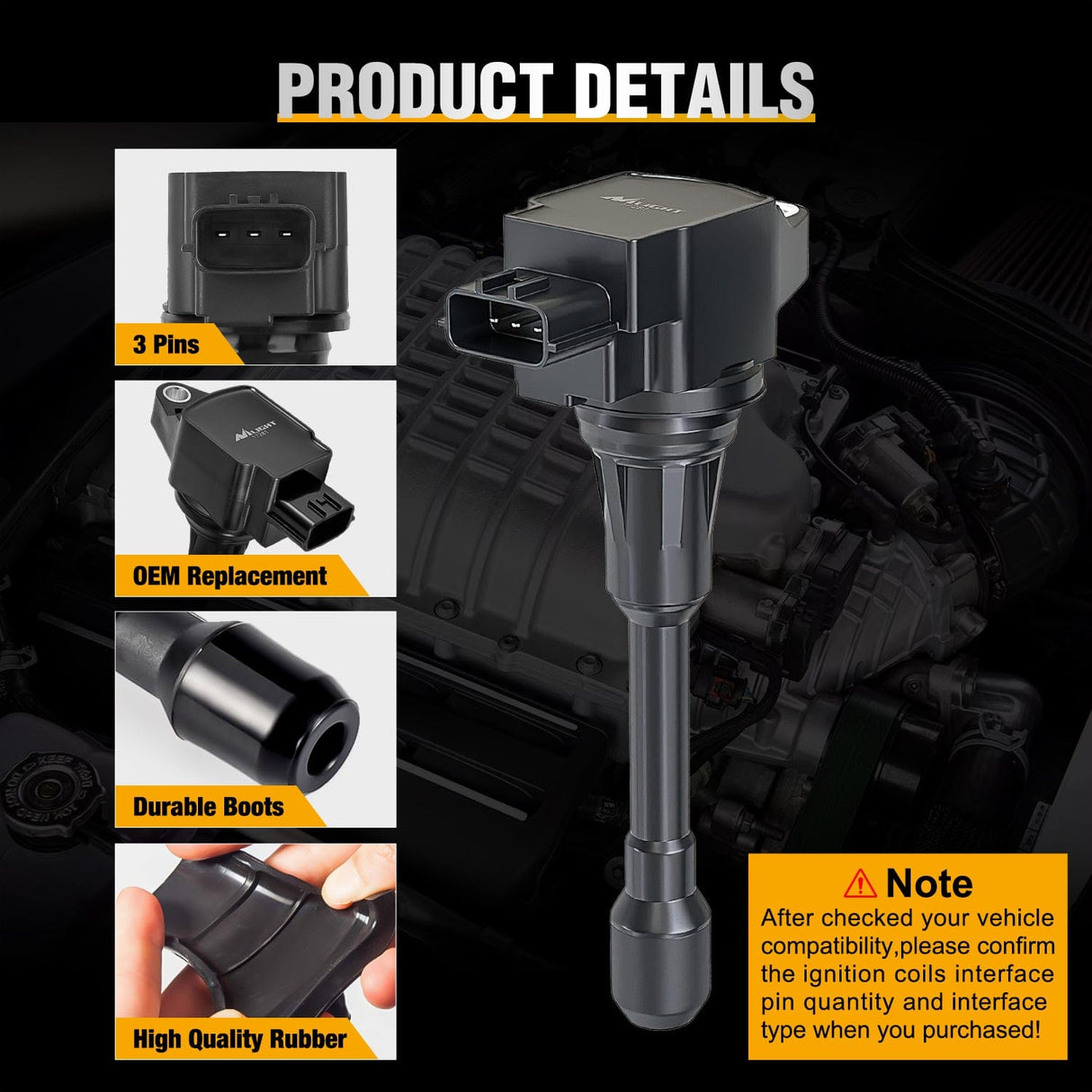 4Pcs Ignition Coil Pack Automotive Replacement Ignition Coils Fit for Nissan 2004-2018 07 09 Sentra Altima Rogue Select Urvan Pathfinder NV200 NV350 Cube Versa 2014 2015 Infiniti Nilight