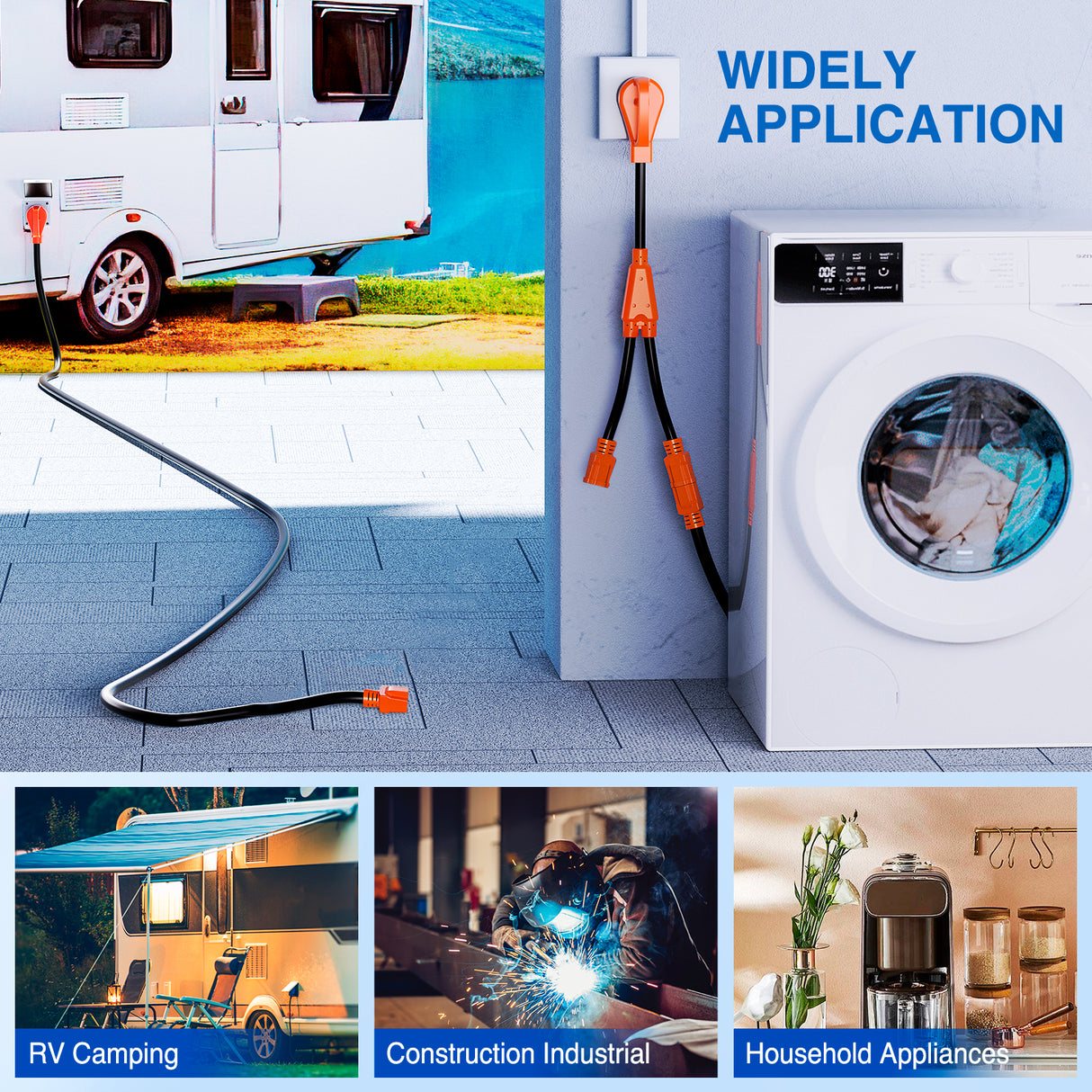 Nilight 50 Amp to 15 Amp RV Y Splitter Adapter Cord 50A Male Plug to Two 15A Female 125V Household Outlet NEMA 14-50P 5-15R Pure Copper STW 10 AWG Cable for RV Camper Generato