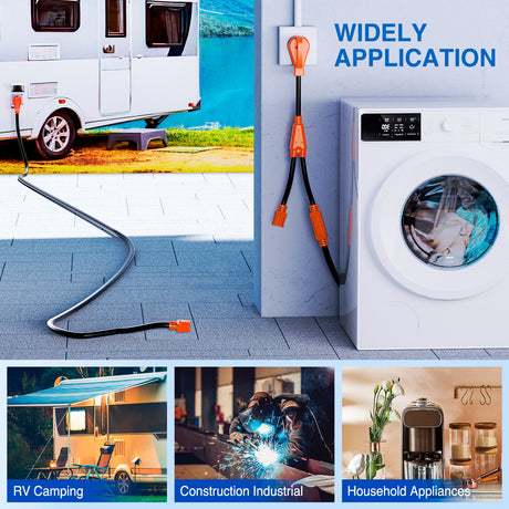 Nilight 50 Amp to 15 Amp RV Y Splitter Adapter Cord 50A Male Plug to Two 15A Female 125V Household Outlet NEMA 14-50P 5-15R Pure Copper STW 10 AWG Cable for RV Camper Generato