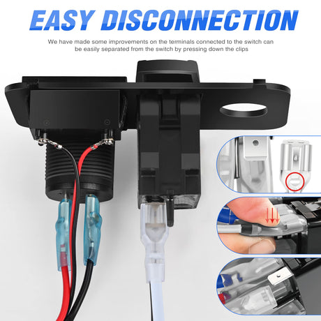 Nilight Golf Cart Key Switch Console Panel 9V-48V DC with Forward Reverse 3PIN Rocker Switches 4.8A Dual USB Quick Charger LED Digital Voltmeter for EZGO TXT PDS