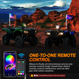 RGB Whip Light 1PC 4FT Lighted Antenna Whips with Remote & App Control DIY Chasing Patterns Brake Reverse Lights for ATV UTV Polaris RZR Can-am Dune Buggy Pickup Trucks Jeep