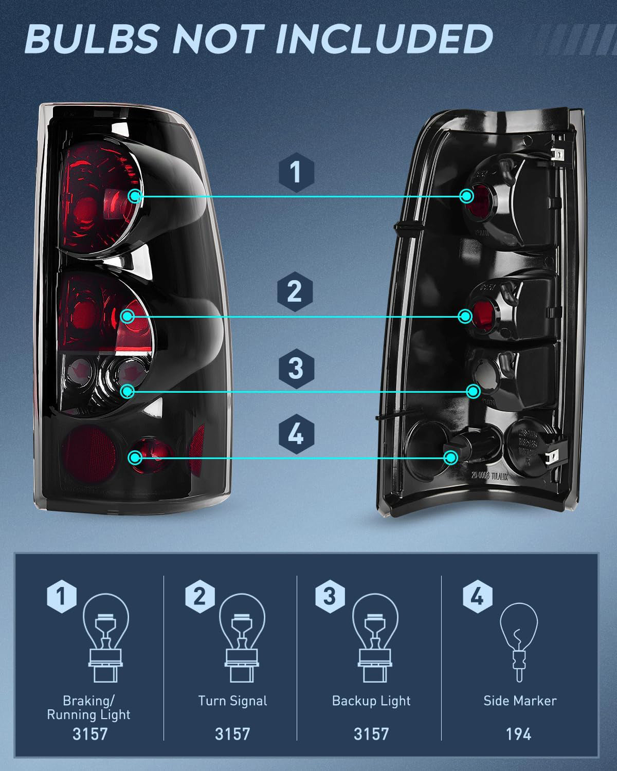 Nilight Headlight and Taillight Assembly Combo Compatible with 1999 2000 2001 2002 Chevy Silverado 1500 2500 1500HD 2500HD 3500 OE Style Chrome Housing Amber Reflector Smoke