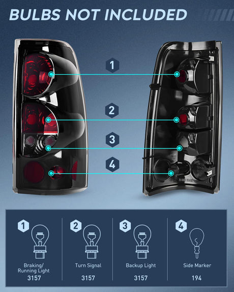 Nilight Headlight and Taillight Assembly Combo Compatible with 1999 2000 2001 2002 Chevy Silverado 1500 2500 1500HD 2500HD 3500 OE Style Chrome Housing Amber Reflector Smoke