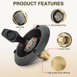 Nilight RV City Water Inlet with Check Valve 1/2Inch NPT Male to 3/4Inch GHT Female Brass City Water Fill Inlet Flange Connection Fittings for RV Camper Trailer Marine Hose Water Inlet Connector Replacement