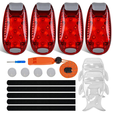 Nilight LED Safety Light 4PCS Red Marine Navigation Bike Tail Lights Three Modes Waterproof Reflective Gear Clip On Flash Strobe Indicator Lamp for Night Boating Fishing Cycling Jogging
