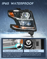 2015 2016 2017 2018 2019 2020 Chevy Tahoe Suburban Headlight Assembly Black Housing Amber Reflector Clear Lens