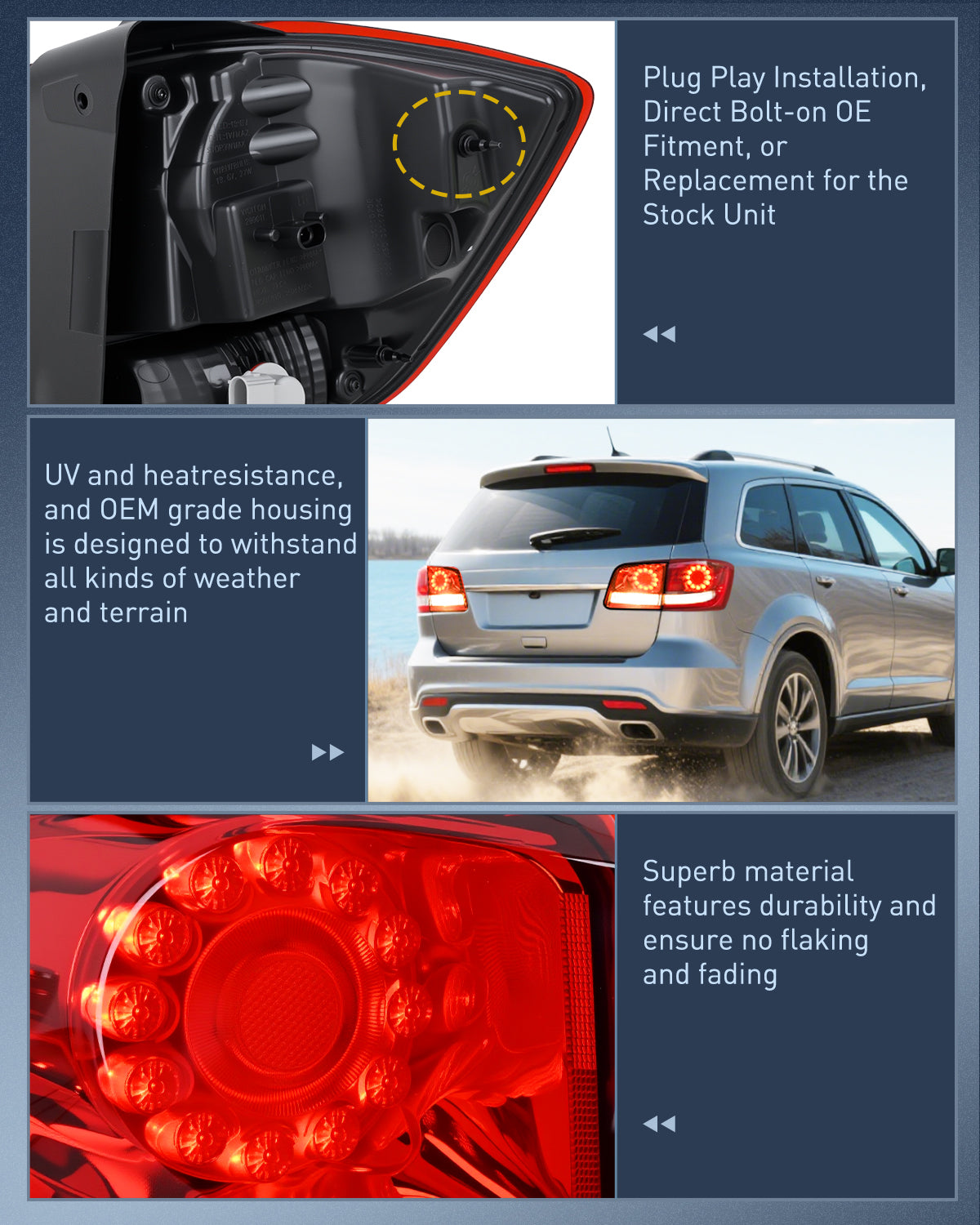 Nilight Taillight Assembly Compatible with 2011 2012 2013 2014 2015 2016 2017 2018 2019 2020 Dodge Journey Outer Tail Light Right Passenger Side