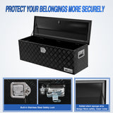 Truck Bed Toolboxes 44 Inch Truck Tool Box Heavy Duty Aluminum Stripes Plated Pick Up Truck Bed Toolboxes 44 Inchx15 Inchx15 Inch Waterproof Storage Organizer for Bed of Truck RV Trailer with Side Handle Lock Keys, Black
