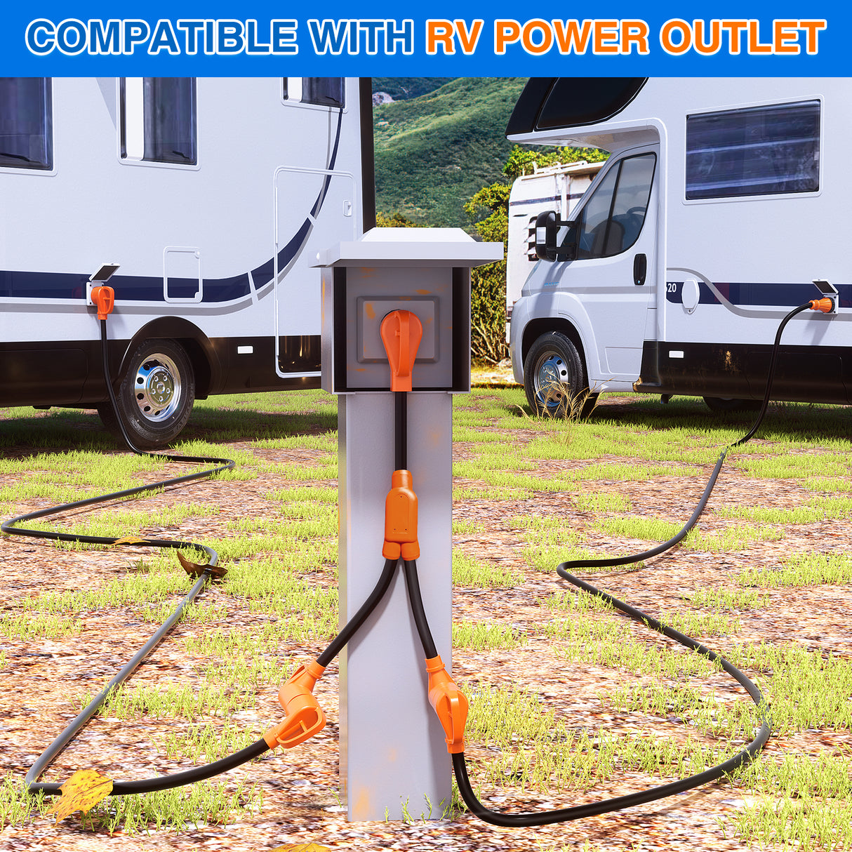 Nilight 50 Amp to 50 Amp RV Y Splitter Adapter Cord 50A Male Plug to Two 50A Female Outlet NEMA 14-50P 14-50R Pure Copper STW 10 AWG Heavy Duty Cable for RV Camper Generator