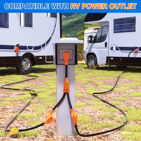 Nilight 50 Amp to 50 Amp RV Y Splitter Adapter Cord 50A Male Plug to Two 50A Female Outlet NEMA 14-50P 14-50R Pure Copper STW 10 AWG Heavy Duty Cable for RV Camper Generator