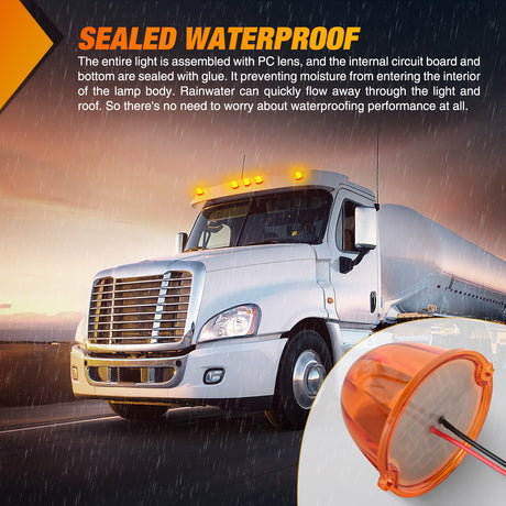Nilight Cab Roof Marker Light 5 PCS 18 LED Amber Top Clearance Indicator Lights Waterproof Surface Mount for Heavy Duty Trucks Trailer Camper RV Tractor
