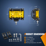 Nilight Side Shooter LED Light Bar 2PCS 4.3Inch Triple Row Spot Flood Combo Yellow Beam Lighting with 5Pin Rocker Switch Wiring Harness Kit for Off Road Light on Truck SUV ATV UTV