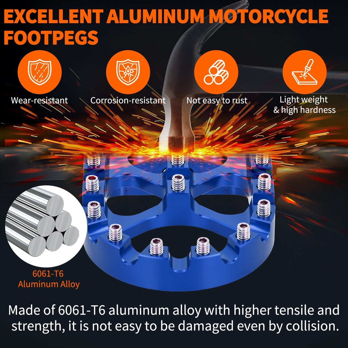 Nilight Motorcycle Foot Pegs Dirt Bike Footpegs Fit for Harley Dyna 1993-2017 Fatboy 1990-2017 Iron 883 2009-2017 Sportster 883 360° Rotating CNC Foot Pegs Heavy Duty Aluminum Alloy Peg Pedal, Blue