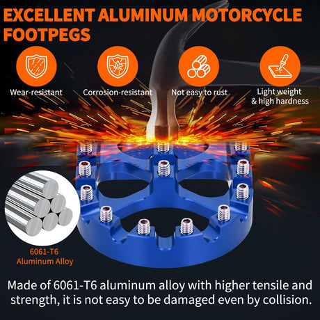 Nilight Motorcycle Foot Pegs Dirt Bike Footpegs Fit for Harley Dyna 1993-2017 Fatboy 1990-2017 Iron 883 2009-2017 Sportster 883 360° Rotating CNC Foot Pegs Heavy Duty Aluminum Alloy Peg Pedal, Blue