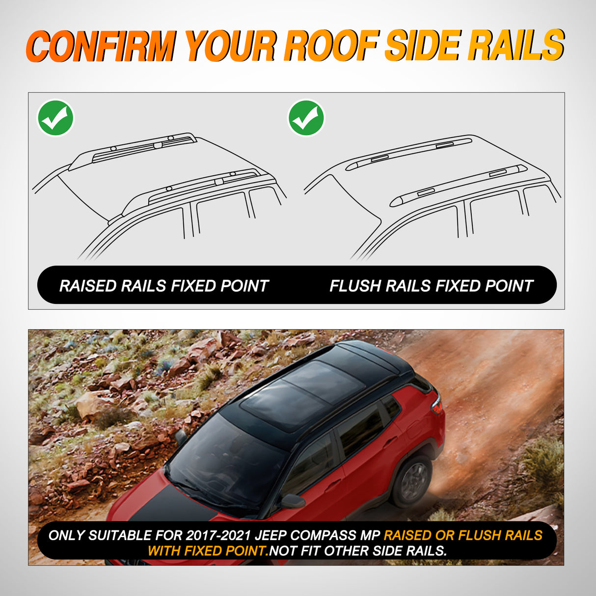 Aluminum Roof Rack Cross Bars Fit for Jeep Compass MP 2017 2018 2019 2020 2021