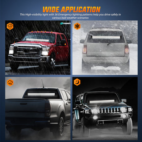 Nilight 144LED Traffic Advisor Strobe Light Bar with Controller White Emergency Warning Lights Hazard Interior Front/Rear Windshield Flashing for Cars Plow Trucks Construction Vehicles