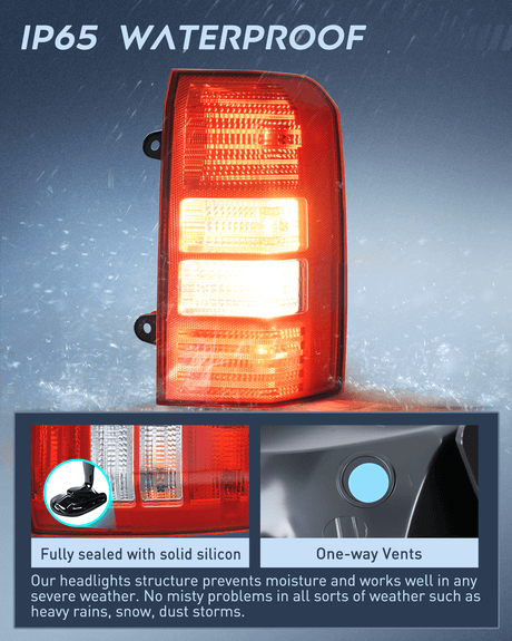 Nilight Taillight Assembly Compatible with 2008 2009 2010 2011 2012 2013 2014 2015 2016 2017 Jeep Patriot Tail Light OE Style Rear Lamp Replacement Driver and Passenger Side w/Bulbs