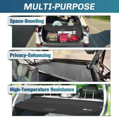 Nilight 2019-2023 Jeep Cherokee Accessories Retractable Trunk Cargo Cover With Trunk Storage Net