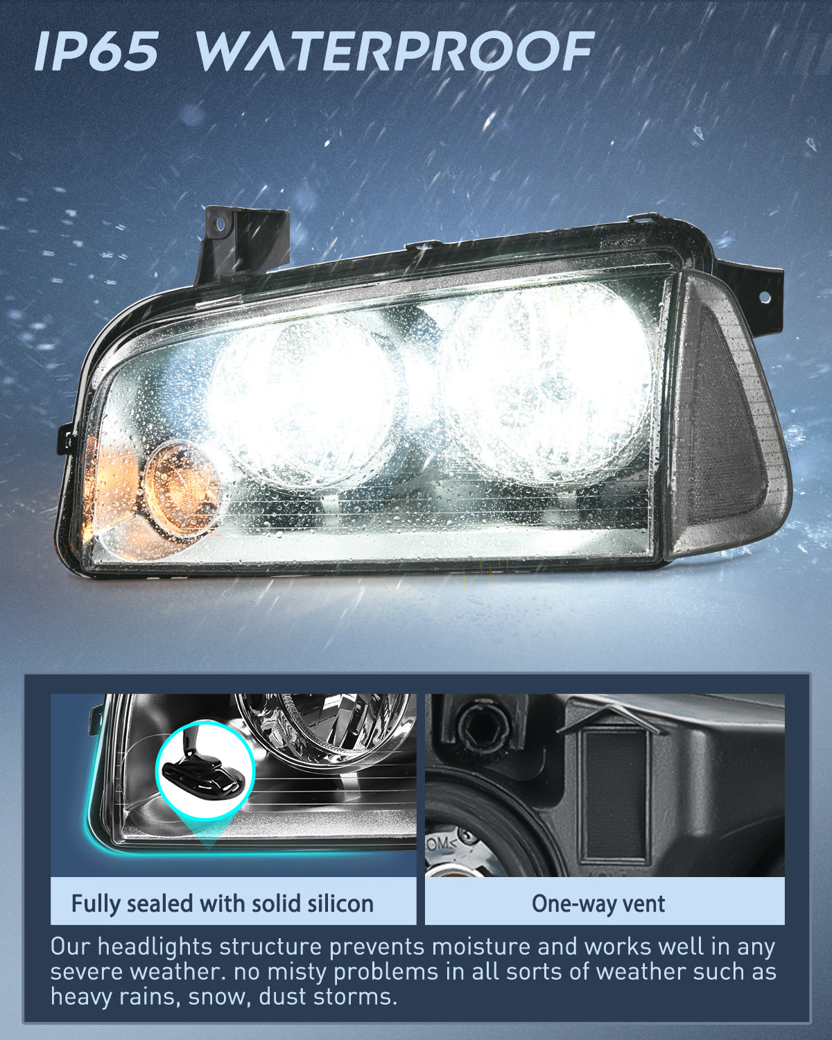 Headlight Assembly Headlight Assembly Compatible with 2006 2007 2008 2009 2010 Dodge Charger Smoke Housing Clear Reflector Lens Headlights Replacement Bumper Lamp Set Driver and Passenger Side