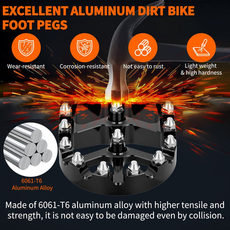 Nilight Motorcycle Foot Pegs Dirt Bike Footpegs Fit for Surron Light Bee X/S E Ride Pro SS CRF150F CRF230F CRF250F X160 X260 KDX200 XR125L XR150L Heavy Duty CNC Foot Rests Pegs Pedal w Springs, Black