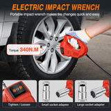 Nilight Electric Car Jack 5 Ton 12V Hydraulic with Inflatable Pump Impact Wrench LED Light 3 in 1 Portable Floor Jack for Tire Change