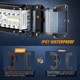 LED Light Bar 2PCS 12Inch Triple Row Spot Flood Combo Led Light Bars with 5Pin Rocker Switch Wiring Harness Kit