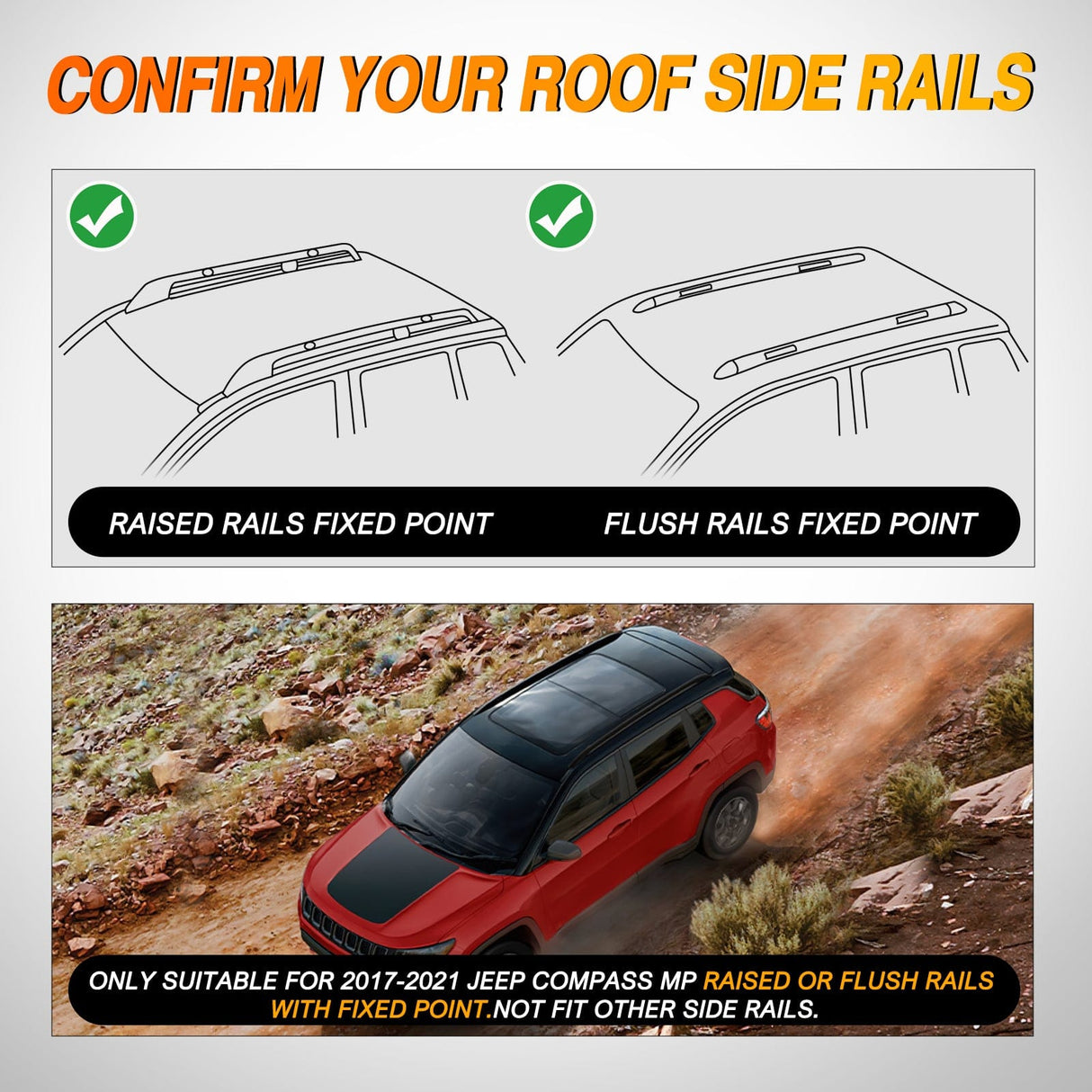 Nilight Aluminum Roof Rack Cross Bars Fit for Jeep Compass MP 2017-2021