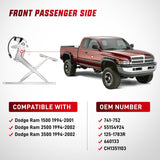 Nilight 741-752 Power Window Regulator and Motor Front Passenger Side Compatible with Dodge Ram 1500 1994 1995 1996 1997 1998 1999 2000 2001,Ram 2500 3500 1994-2002,Front Right Side